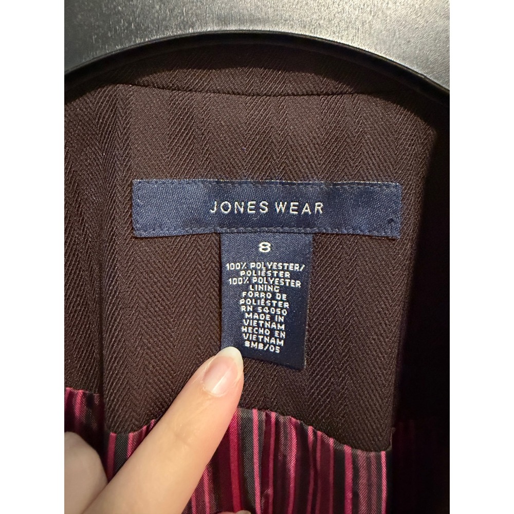 Jones Wear Womens Burgundy Herringbone Single Button Blazer‎ Jacket NWT 8